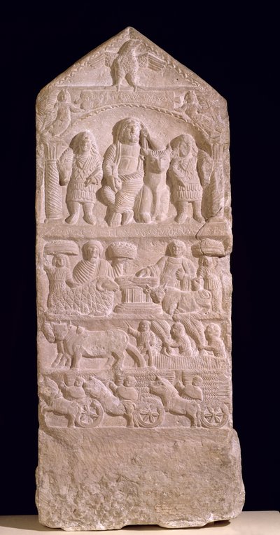 Stele votiva dedicata a Saturno, la Stele di Boglio, III-IV secolo da Roman